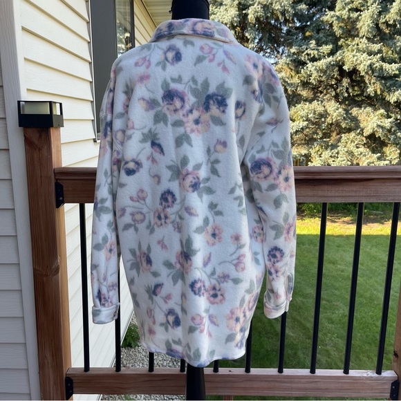 Vintage Cherokee Fleece Jacket Womens L/XL Green Floral Button Up Cardigan 90s - Picture 4 of 13